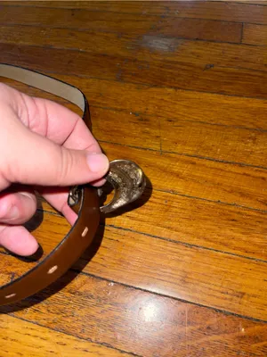Vintage Brown Faux Leather Women’s Belt with Brass Buckle - Size 10 thumbnail 5