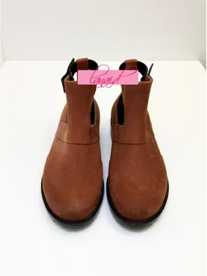 Melissa Antares II Boots Brown Low Cut-Out Suede Buckles Ankle Flat Booties 7 thumbnail 8