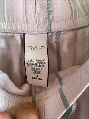 Women's Victoria's Secret Pink Gray Striped Pajama Pants M thumbnail 2
