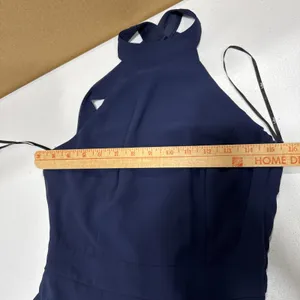 Lulus Navy Blue Chiffon Maxi Dress Halter Open Back Womens XS Bridesmaid Evening thumbnail 12