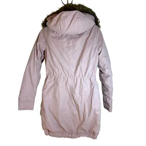 Abercrombie Fitch Pink Sherpa Lined‎ Parka Jacket Hooded Fur Trim XS thumbnail 8