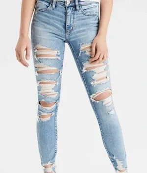 American Eagle Stretch Distressed Mom Jeans thumbnail 1