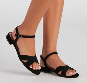 Nubuck Cross Sandals Black Size 8 thumbnail 1