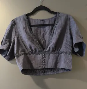 Navy Top with buttons and lace Purple Size none thumbnail 1