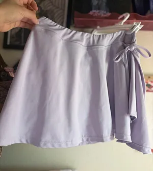 Pastel Lavender Side Tie Wrap Mini Skort Shorts Purple Size M thumbnail 1