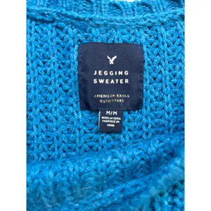 American Eagle Blue Jegging Sweater Medium Chunky Knit Cozy Fall Winter Top thumbnail 6