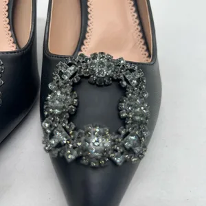 Journee Collection Heels 6 1/2 Black Rhinestones‎ Pointed Toe Career Formal NEW thumbnail 3