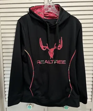 Realtree Black/Pink Pullover‎ Long Sleeve Hoodie Logo Graphic No Tag Size Medium thumbnail 1