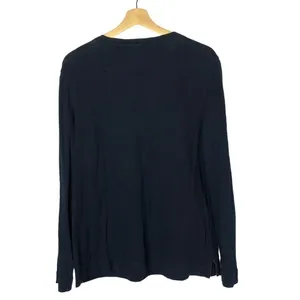 Lauren Ralph‎ Lauren Navy Blue Brown Suede Trim Long Sleeve XL thumbnail 2
