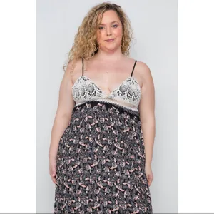 Ganji Paisley Crochet Spaghetti Strap Maxi Dress in Black/Cream Boutique NWT thumbnail 4