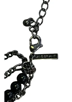 Lane Bryant multi strand necklace black Clear Rhinestone asymmetrical 34" thumbnail 4