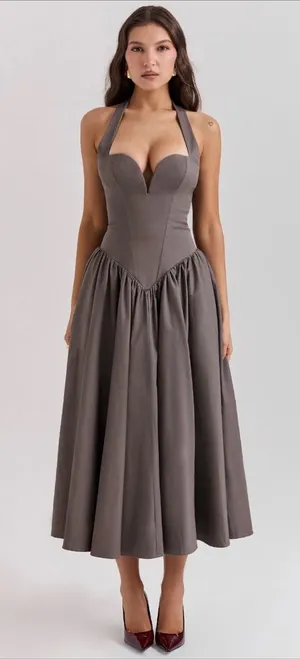 HOUSE OF CB 'Coquette' Smoke Halter Midi Dress /Size M-US(P) thumbnail 1