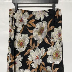 Band of Gypsies Collective Floral Print Midi Slip Skirt Rho Black Cream Size Large thumbnail 13