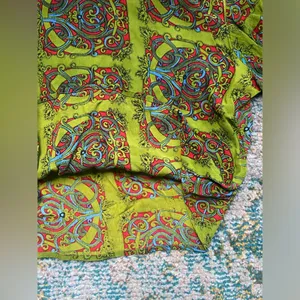 Vintage Y2K 90s Papillon green boho bell sleeve printed top, size medium thumbnail 10