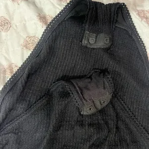 Free people soft Black Long Sleeve thermal Bodysuit thumbnail 2