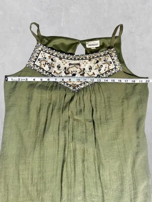 Westport Sage Green Embroidered Boho Dress L thumbnail 5