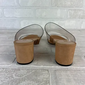SCHUTZ Heels Victorie Womens 7.5 Nude Transparent 2‎ Strap Block Heel Sandals B thumbnail 3