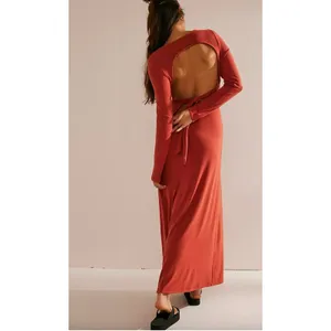 FREE PEOPLE FP Beach Aubre Open-Back Essential Maxi Dress Chili‎ Oil NWT Medium thumbnail 2