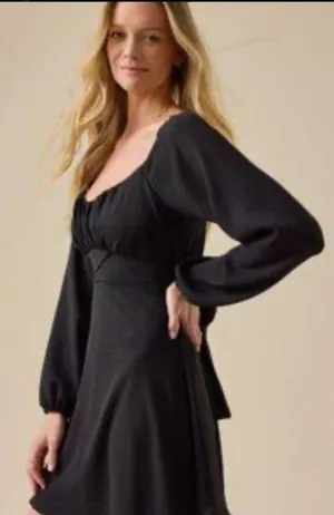 Black dress Altar'd State Lola Crossover with long puff sleeves Black Size L thumbnail 1