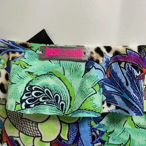 Just Cavalli ruffle leopard floral strapless dress thumbnail 6