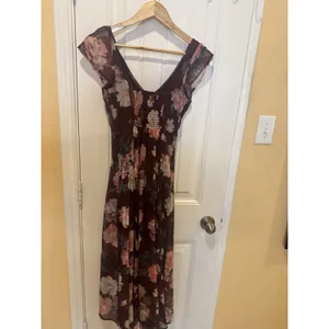 Abercrombie Womens Floral Maxi Dress Size XXS Tall Burgundy Lace thumbnail 8