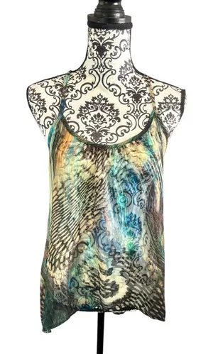 LILY WHITE Y2K Peacock Feathers Print Camisole Top thumbnail 1
