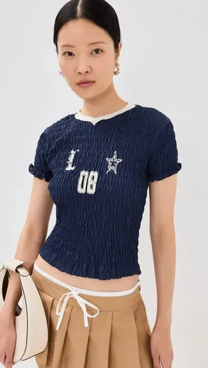 REVOLVE x LIONESS SCRUNCHED SMOCKED SPECTATE DALLAS COWBOYS JERSEY SMALL TOP thumbnail 2