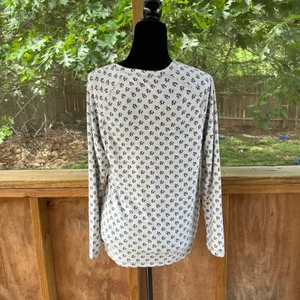 Eddie Bauer Women's Soft Knit Pajama Set Grey & Blue Printed Size S thumbnail 3