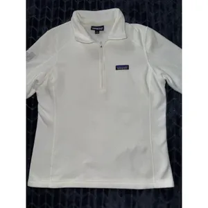 Patagonia Women's‎ Fleece Pullover White 1/4 Zip Lightweight Embroidered Sz M thumbnail 2