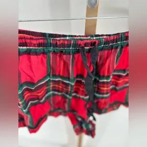 PINK Victoria's Secret Plaid Drawstring Pajama Shorts Size Large Red thumbnail 4