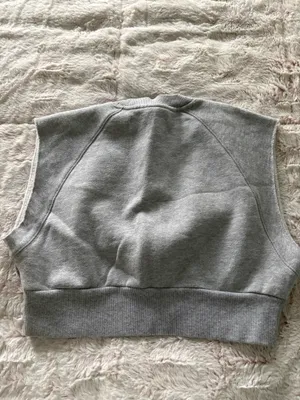 TNA Aritzia Fleece Tank Blue Cozy Perfect Cropped Muscle Sweater thumbnail 5