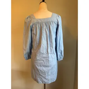 J.Crew Chambray Puff Sleeve Shift Dress Blue XS boho dainty cottage resort cute thumbnail 5