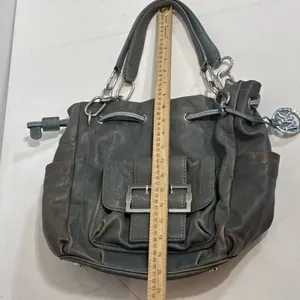 VTG Michael‎ Kors Y2K Distressed Boho Gorpcore Purse Chunky Silver Leather Bag thumbnail 15
