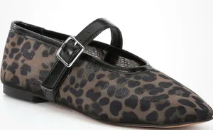 Camila Coelho Moma Flats Womens 6‎ Leopard Mesh Mary Jane Ballet Shoes Revolve thumbnail 1