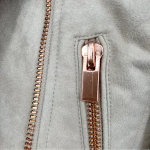 LC Lauren Conrad Faux Suede Moto Biker Jacket Rose Gold Belted Blush Pink 10 thumbnail 5