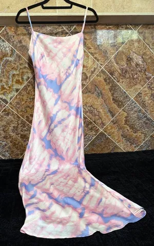 SNDYS Pastel Tie Dye Slip Maxi Dress Pink Blue Satin Feel Small thumbnail 1