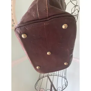 Leather Barrel Shoulder/Crossbody Bag Brown Leather Brass‎ Hardware Boho thumbnail 5