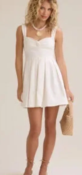 Altar’d State Ivory Fit & Flare Mini Dress NWT XXS Smocked Back thumbnail 1