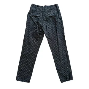 Sundance Amelia Trouser Pant Black White Pinstripe 4 Button Linen Cotton Blend thumbnail 7