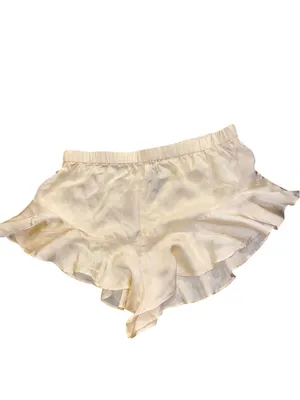 Anthropologie Ruffle Sleep Satin Shorts butter Yellow Cream Romantic Bloomers thumbnail 4