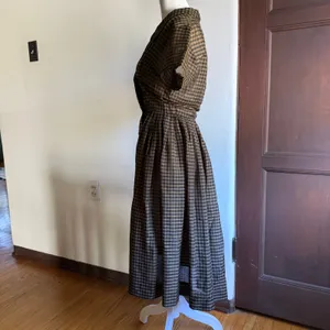 50s Vintage NEUSTETERS Brown and black gingham Shirtwaist dress Small thumbnail 3
