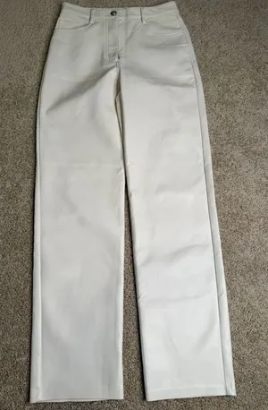 Wilfred Aritzia The Melina Faux Leather Wide Leg Pants‎ Cream Size 4 thumbnail 1