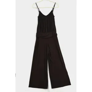 Lapis Women S Brown Wide Leg Jumpsuit Spaghetti Strap Ruched Waist Y2K 2000 Boho thumbnail 2