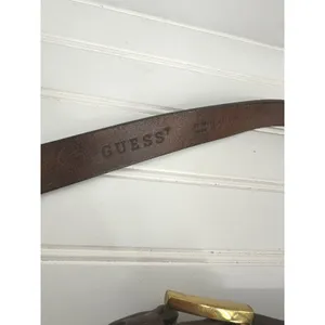 Vintage Guess Belt Unisex 38 Brown Leather Gold Buckle Made USA 90s Y2K Classic thumbnail 5