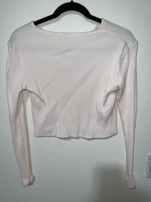 Brandy Melville Light Pink Long Sleeve Ribbed Top thumbnail 2