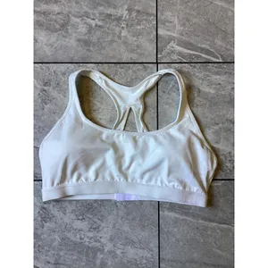 Halara White Racerback Sports Bra XL Mesh Detail Padded Hook Eye Closure Active thumbnail 2