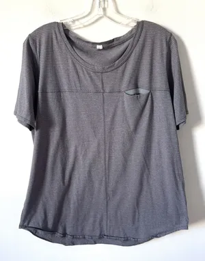 Lululemon Athletica Striped Running Reflector Short Sleeve T-Shirt Gray Size M/L thumbnail 1
