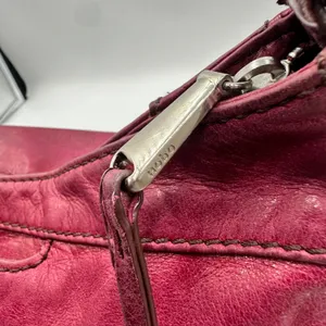 Hobo International Red Leather Shoulder Bag Zip Top Hobo Purse Handbag Berry thumbnail 2