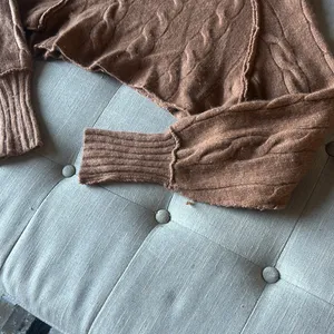 Free People 100% Cashmere Burnt Orange Cropped Knit Sweater Size XS thumbnail 4