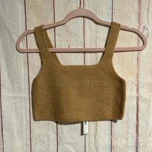 EVERLANE The Cozy-Stretch Wool Blend Ribbed Crop Tank in Camel Size Medium NWT thumbnail 8